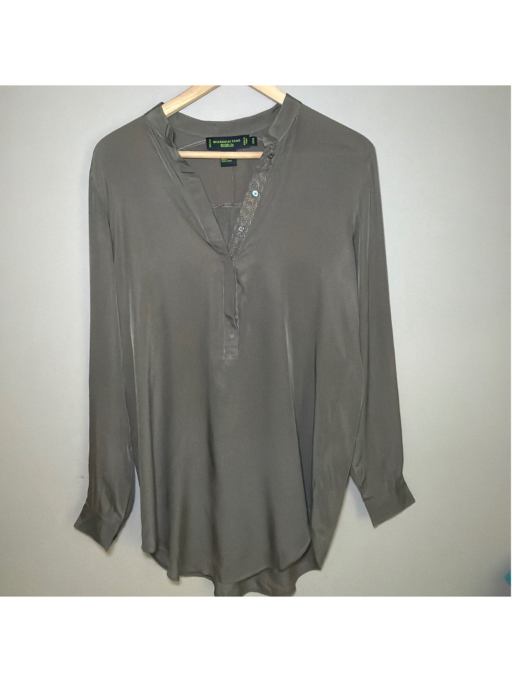 Shanghai Tang 100%Silk Brown Blouse size US 8